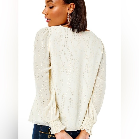 Lily Pulitzer glitter cream Blouse - Picture 7 of 7